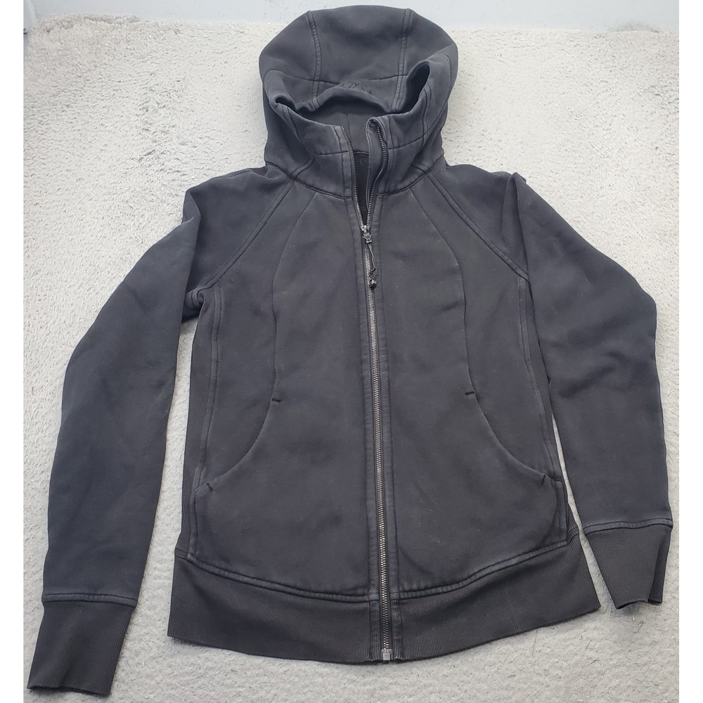Lululemon Scuba Hoodie Womens 10 Black Fleece Lined Athletic Long Sleeve Zip Up‎